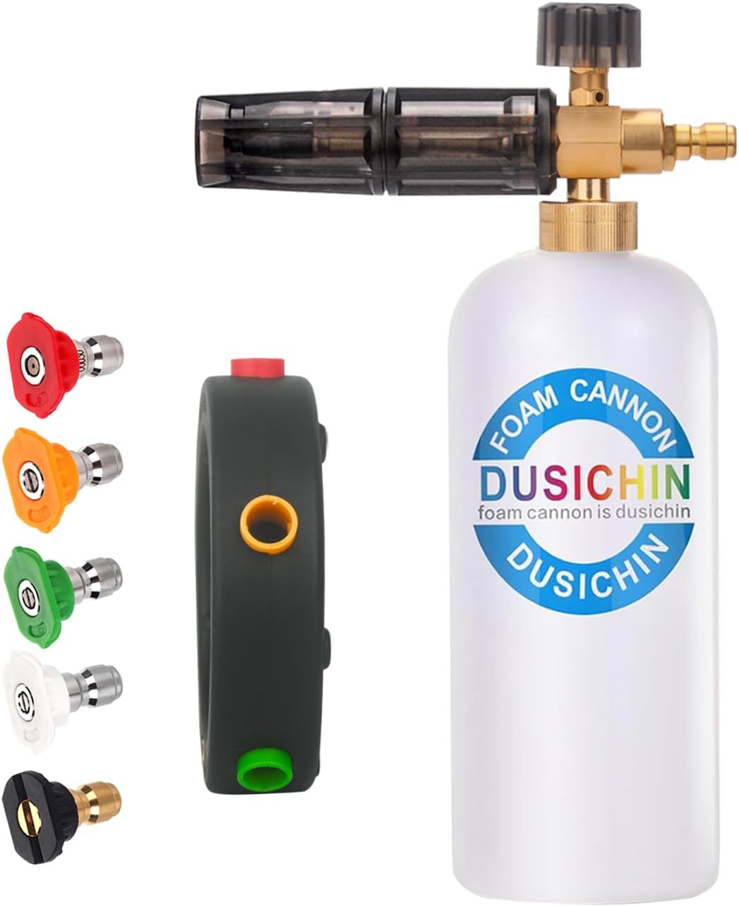 DUSICHIN SFL-001 Foam Cannon Snow Foam Lance Pressure Washer Jet Wash Quick Release Adjustable Nozzle 1/4 Inch Male Fitting Foam Dispenser