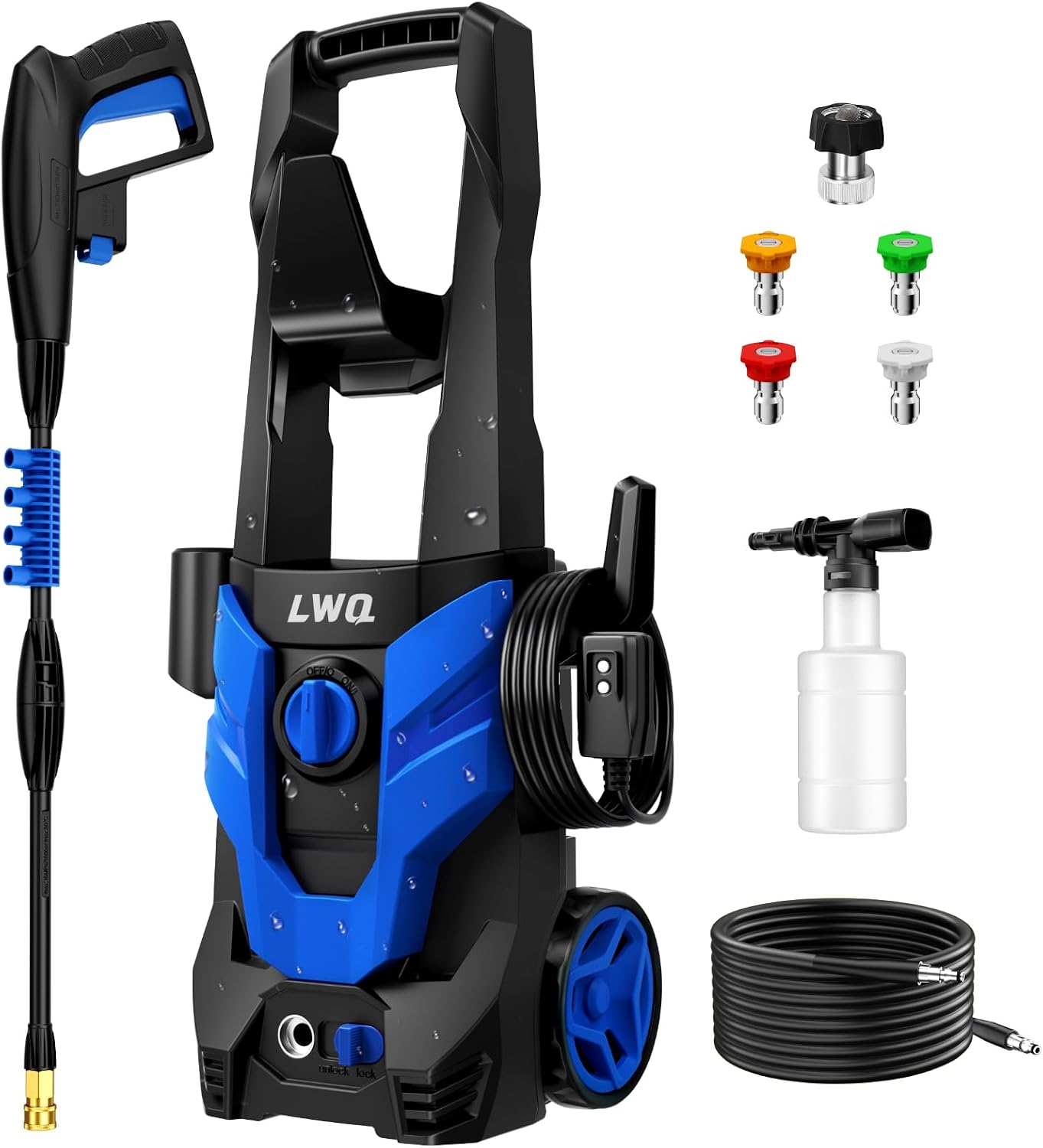 Pressure Washer, Power Washer with 4 Quick Connect Nozzles, High Pressure Cleaning Machine with Foam Cannon for Cars/Fences/Driveways/Patios/Home Cleaning