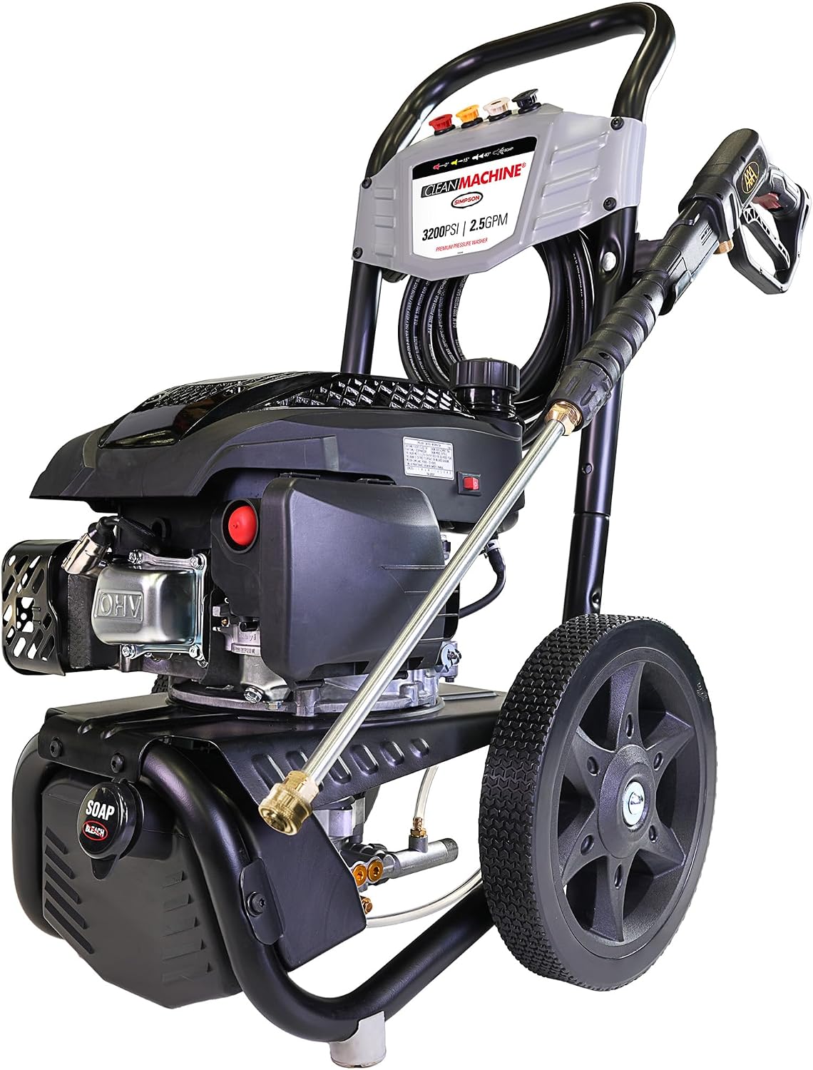 Simpson Clean Machine 3200 PSI Gas Pressure Washer, 2.5 GPM, Turbo Nozzle
