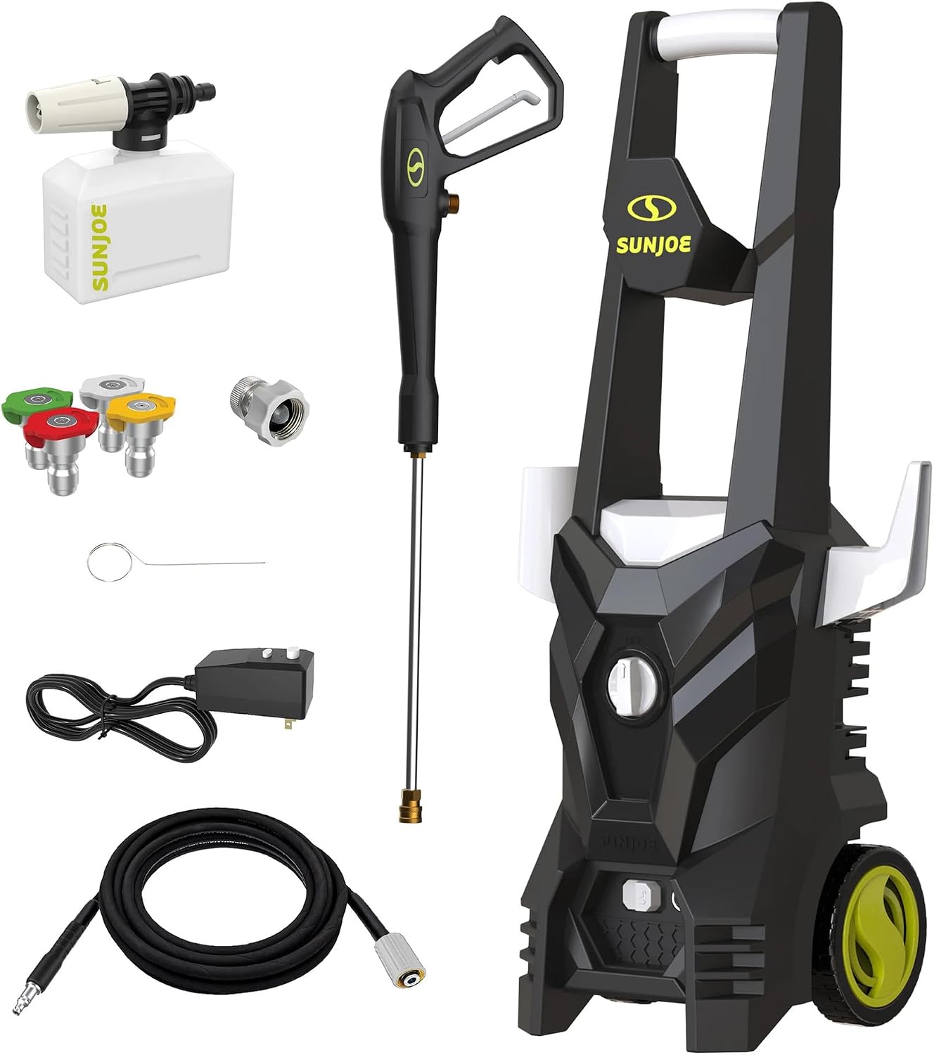 Sun Joe SPX100-GO Electric Pressure Washer, 13-Amp, 4 Nozzles, Foam Cannon
