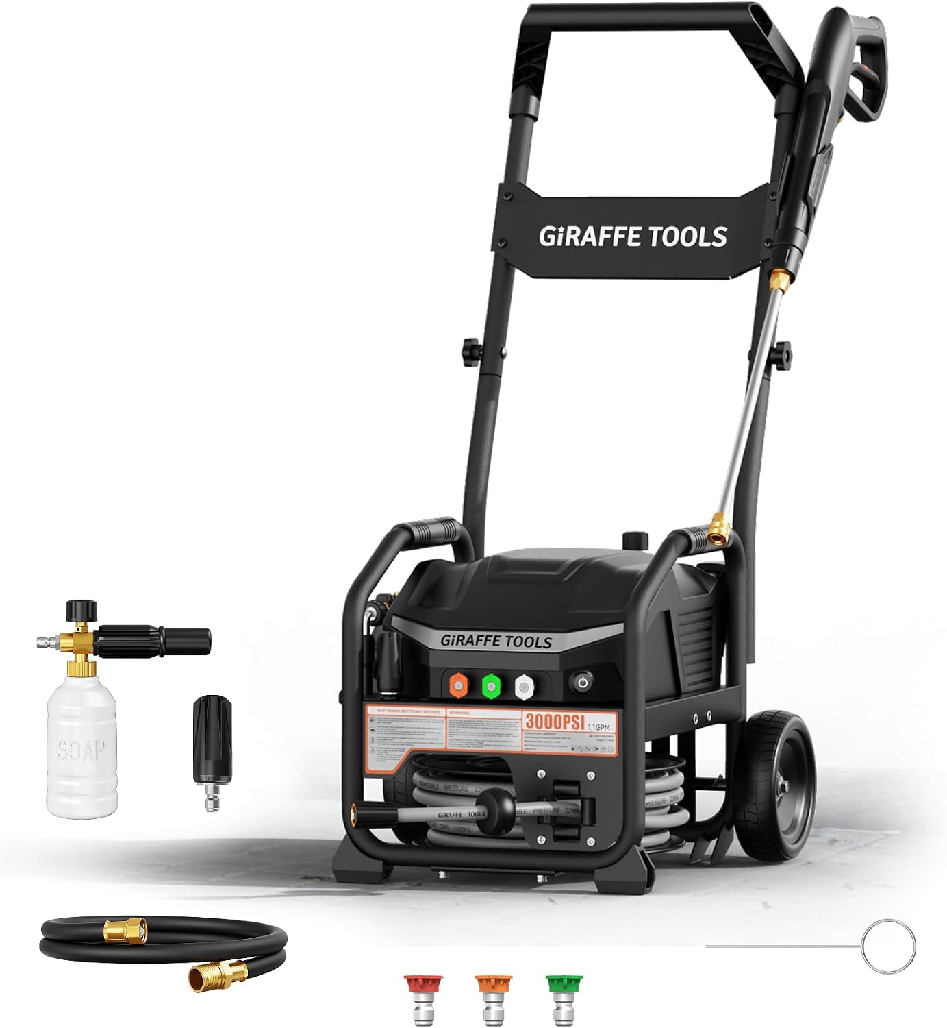 Giraffe Tools Crossfalls Pressure Washer Max with Wheels, 50FT Hose