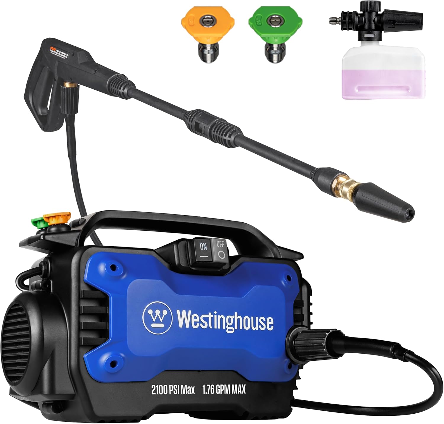Westinghouse ePX3100s Electric Pressure Washer, 2100 Max PSI 1.76 Max GPM with Foam Cannon and Turbo Nozzle, for Cars/Fences/Driveways/Home/Patios