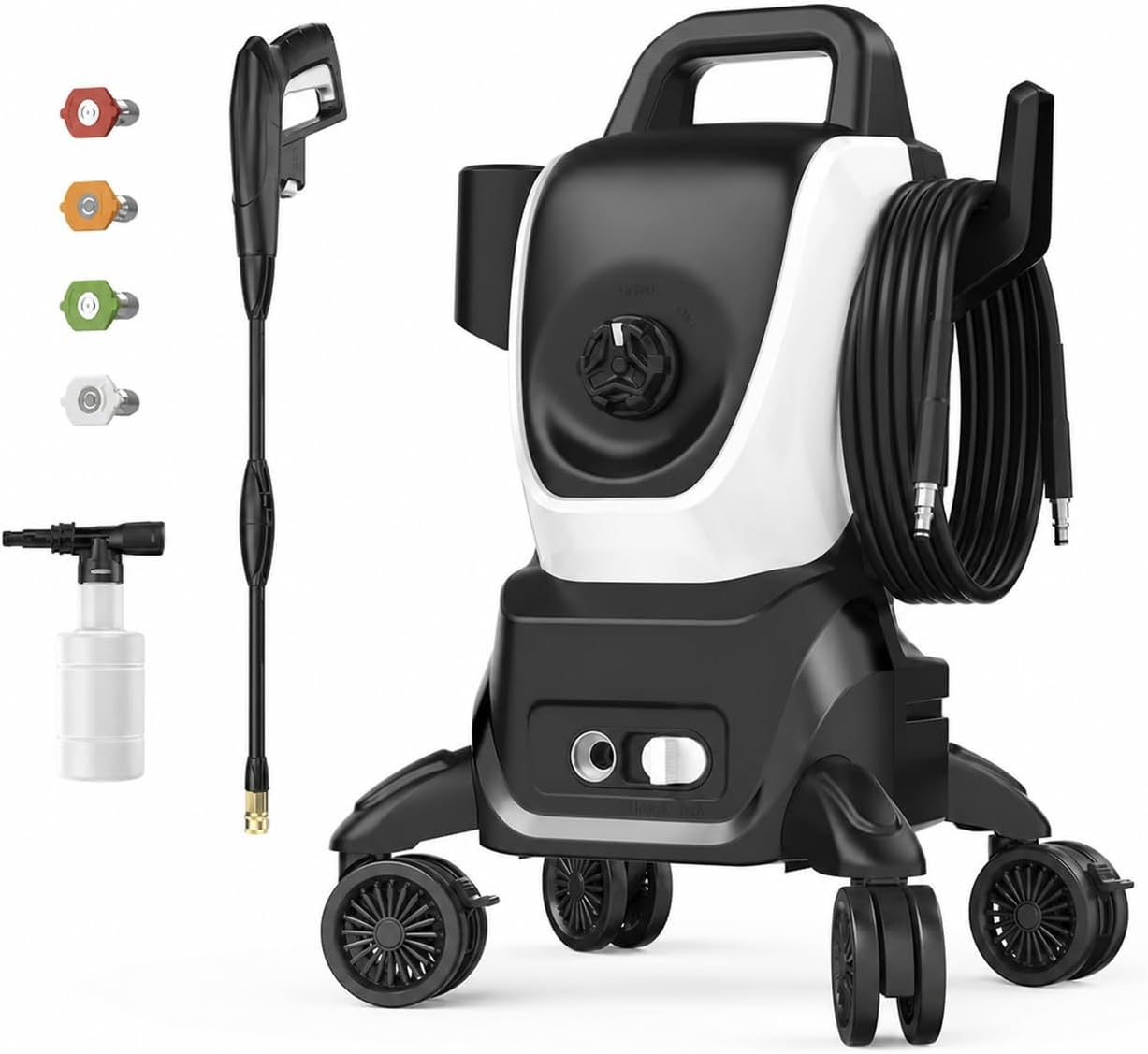 Pressure Washer, 3800 Max PSI, 2.4 GPM, 4-Wheel Mobility, Foam Cannon