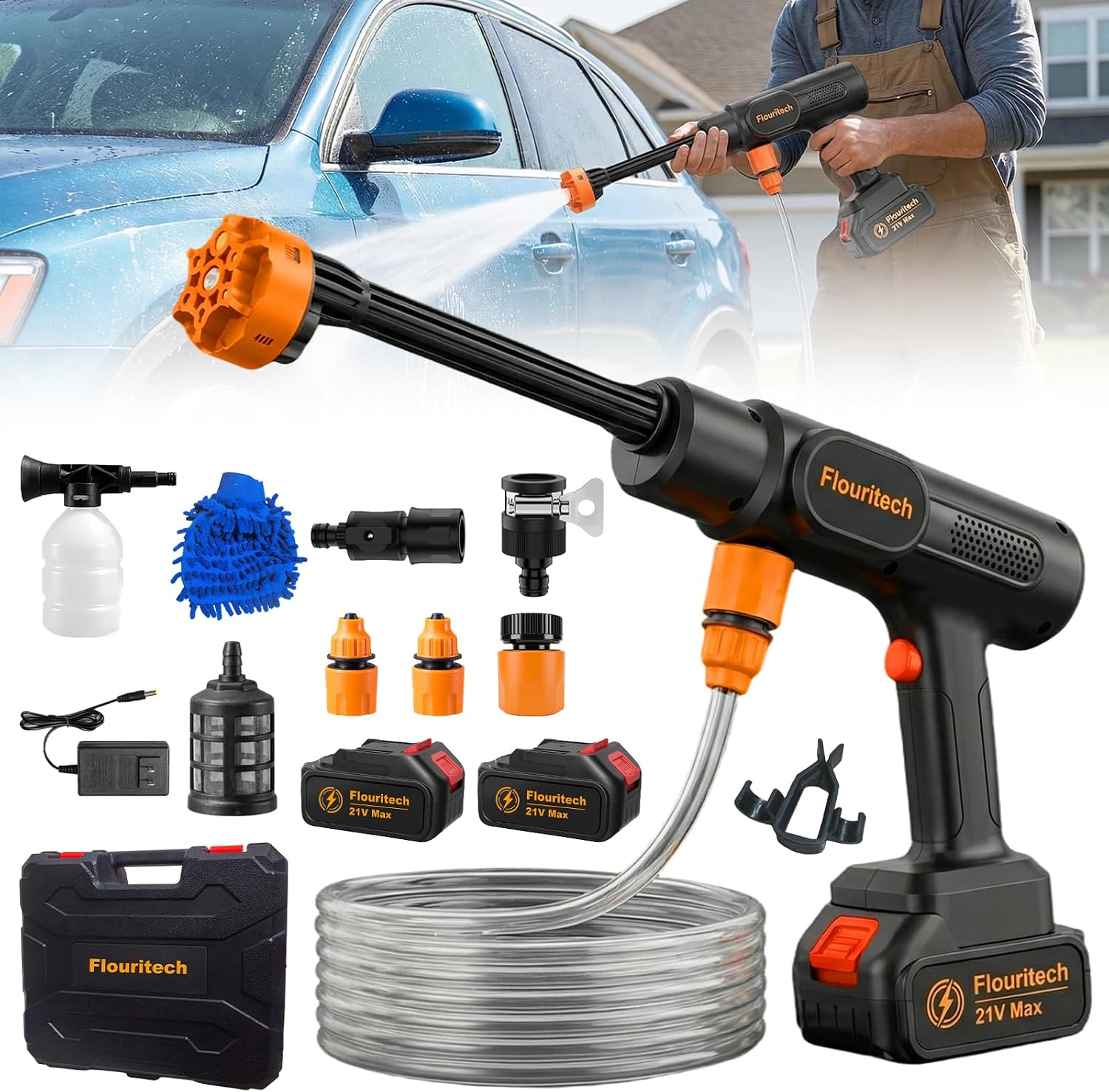 Cordless Pressure Washer, 1200 PSI Portable Power Washer with 6-in-1 Nozzle